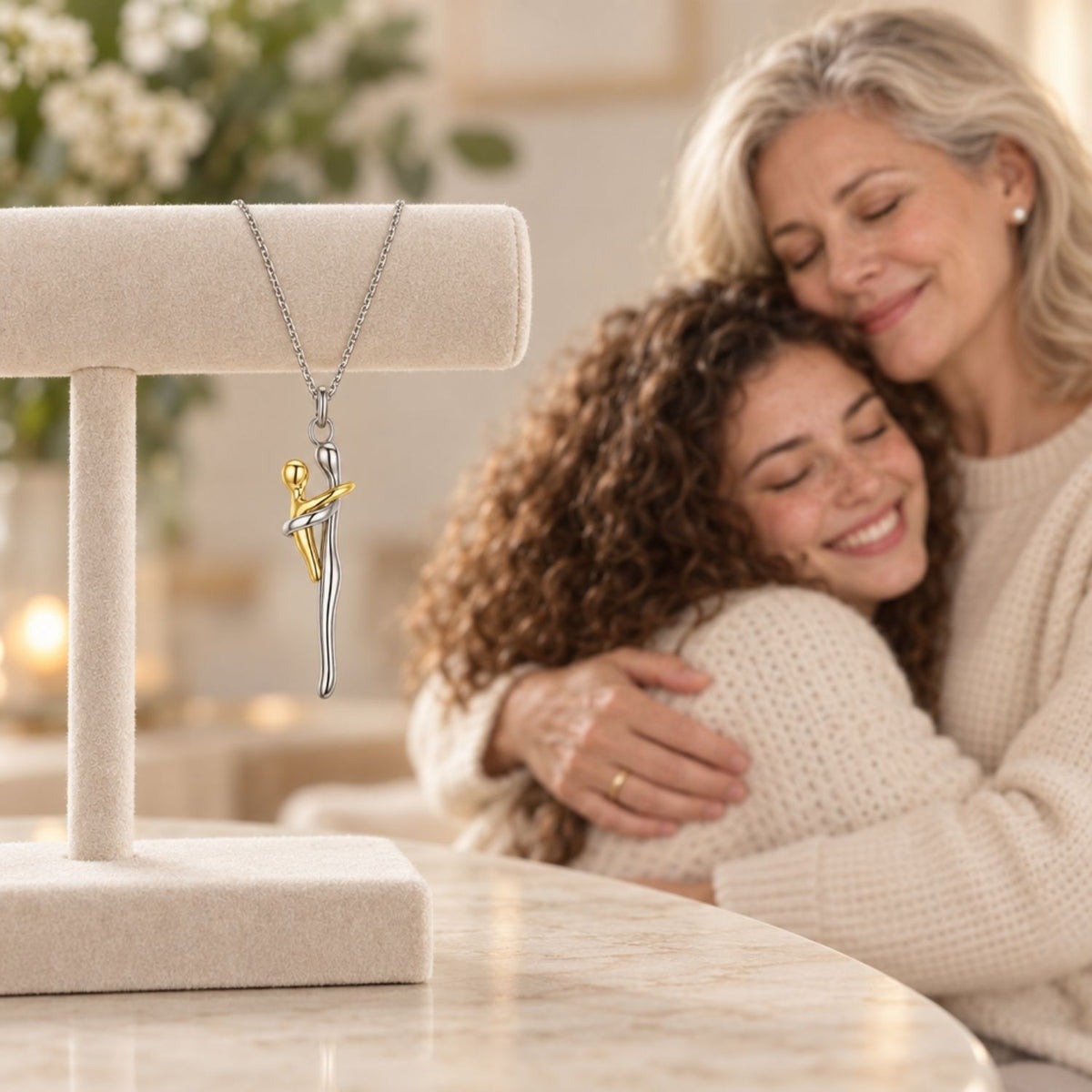 Mother & Daughter Hug Necklace